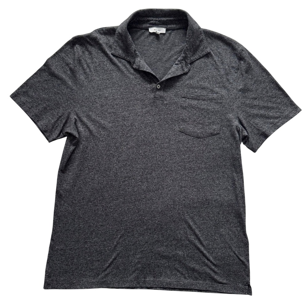 Reiss Seacroft Pocketed Polo Shirt Mens XL Charcoal Gray Heathered Short Sleeve